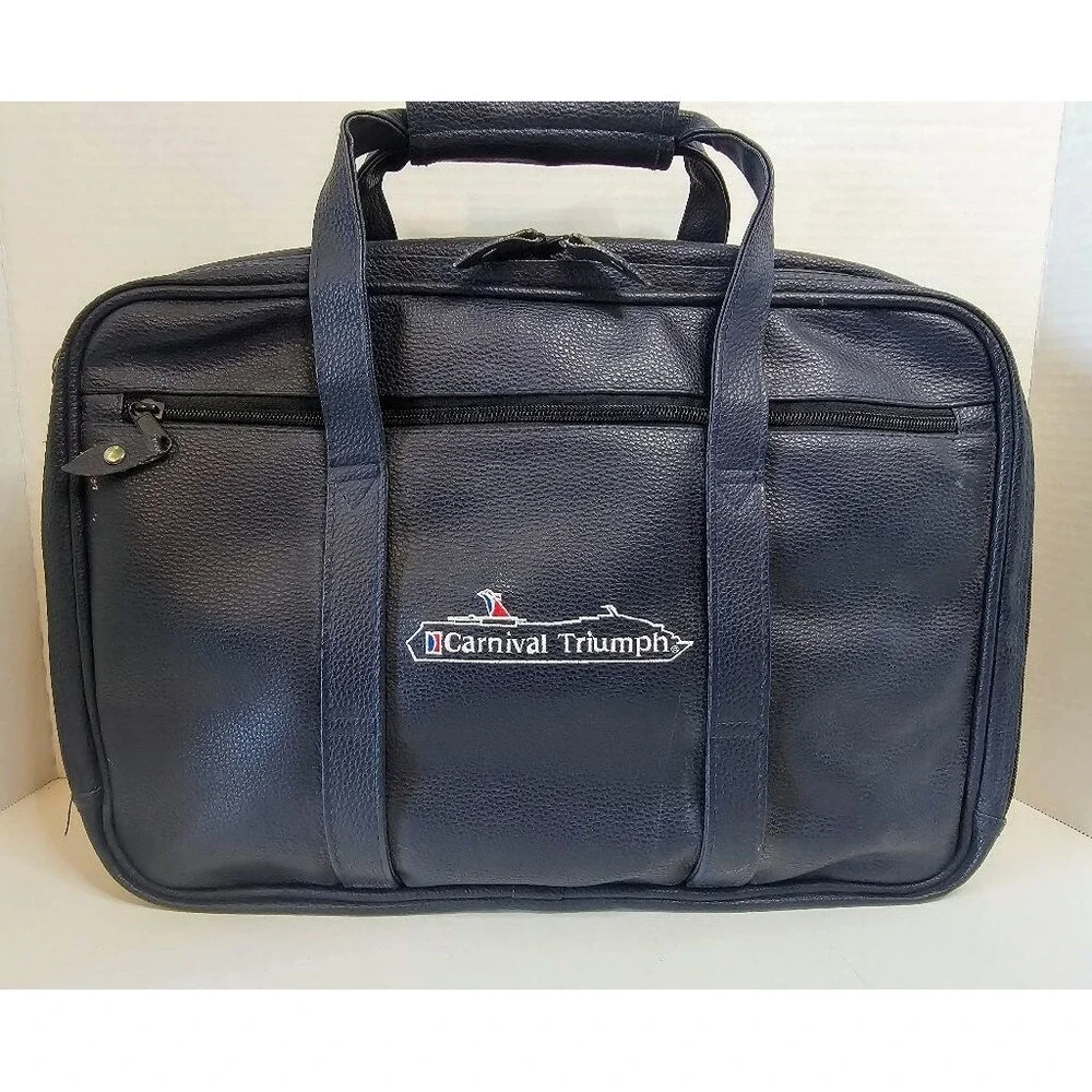 Vintage‎ Carnival Cruise TRIUMPH Inaugural Season 2000 Navy Faux Lthr Laptop Bag